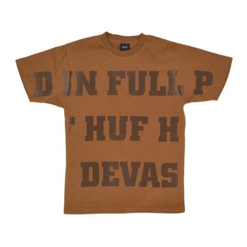 Grote Rubberen Heren Crew Neck T-shirt HUF , Brown , Heren