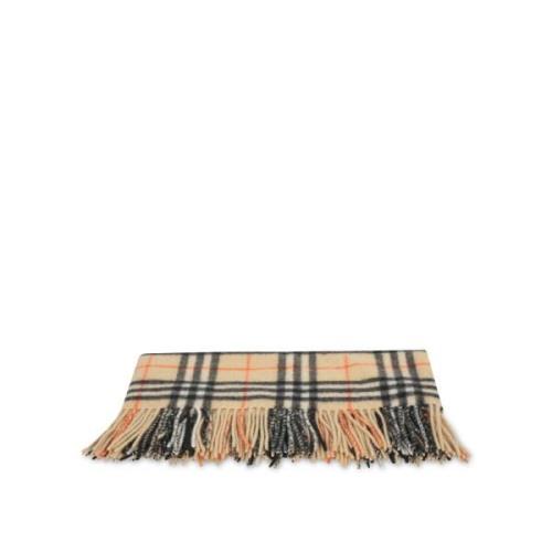 Gewassen Wol Tartan Sjaal Burberry , Beige , Dames