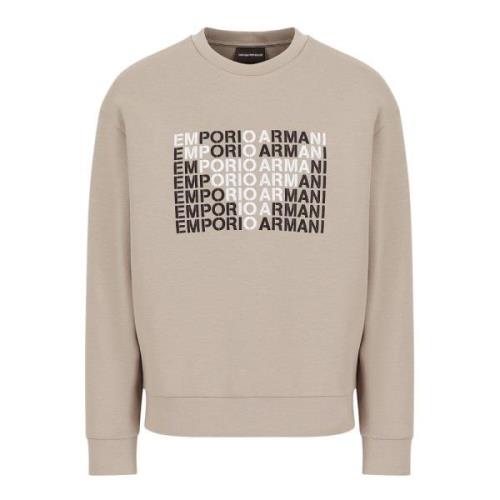 Grafisch Geborduurde Adelaar Sweater Emporio Armani , Gray , Heren