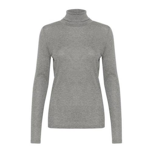 Rollneck Top Grijs Melange Lange Mouw Soaked in Luxury , Gray , Dames