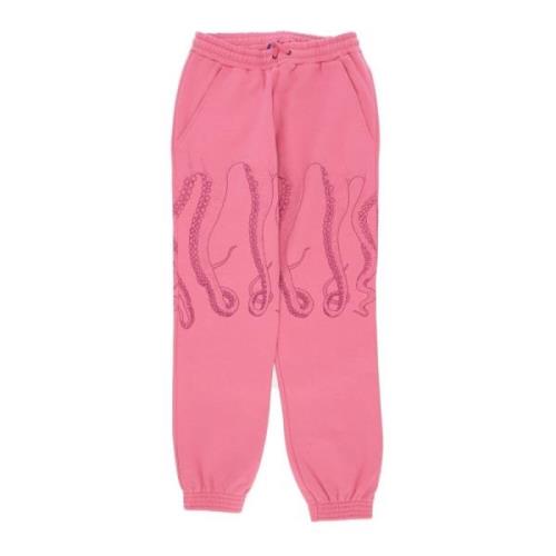 Roze Fleece Sweatpants met Tentakel Print Octopus , Pink , Heren