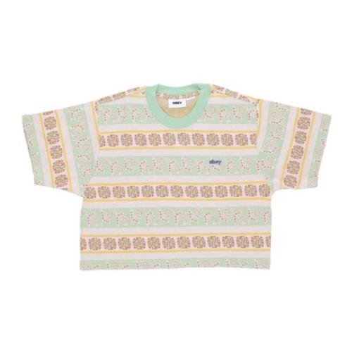 Gestreepte Crop Tee Groen Fig Multi Obey , Multicolor , Dames