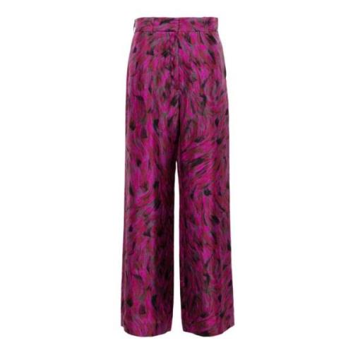 Fuchsia Zijden Kwaststreep Broek Lanvin , Pink , Dames