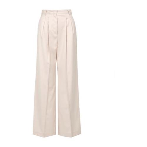 Crème Wijde Broek met Hoge Taille Simona Corsellini , Beige , Dames