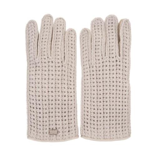 Witte Leren en Cashmere Handschoenen met Strass Agnona , White , Dames