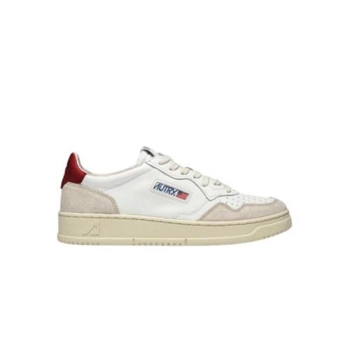 Witte Leren Sneakers Medalist Rode Hiel Autry , White , Heren