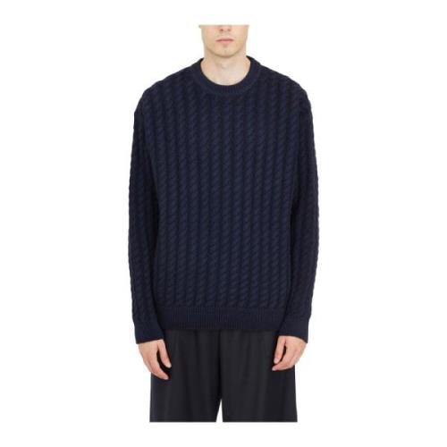 Gevlochten Crew Neck Sweater Barena Venezia , Blue , Heren