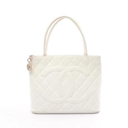 Pre-owned Leather totes Chanel Vintage , White , Dames