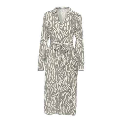 Zebra Graphic Jurk met Lange Mouwen Saint Tropez , Gray , Dames