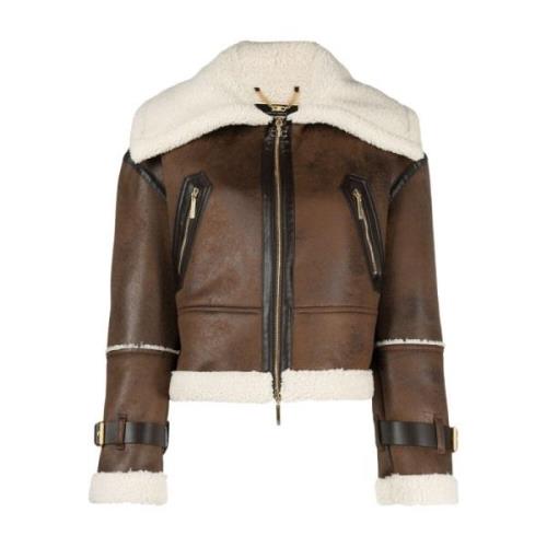 Leather Jackets Elisabetta Franchi , Brown , Dames