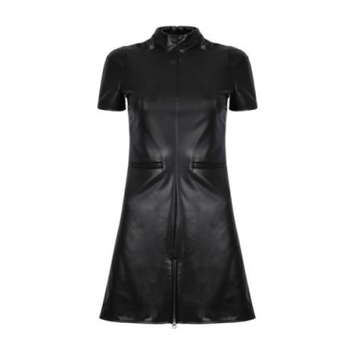 Zwarte A-Lijn Leren Jurk Courrèges , Black , Dames