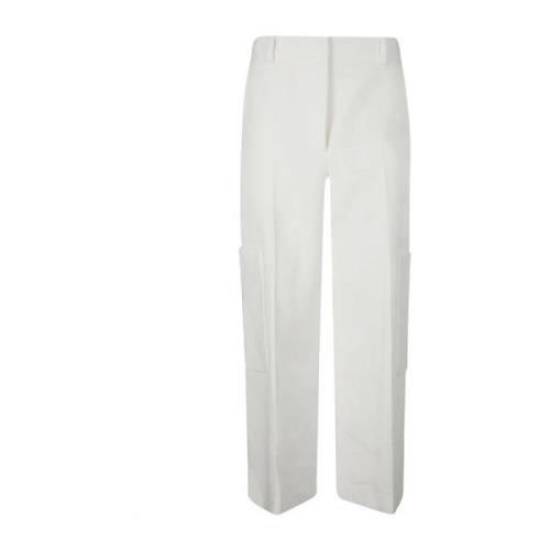 Klassieke Viscose Broek met Zakken Khaite , White , Dames