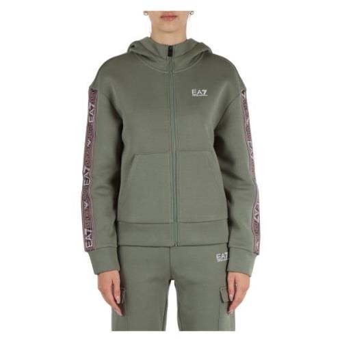 Katoenen Hoodie Natural Ventus 7 Emporio Armani EA7 , Green , Dames