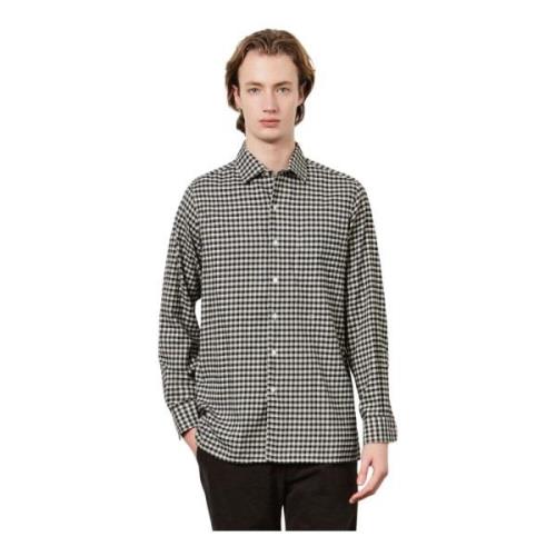 Dubbel-Gebruik Kraag Shirt met Zak Massimo Alba , Black , Heren