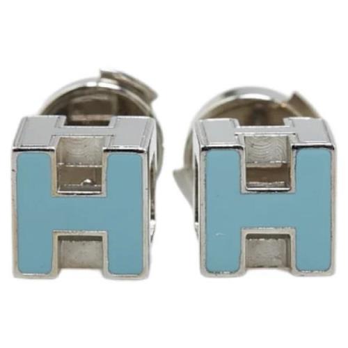 Pre-owned Metal earrings Hermès Vintage , Gray , Dames