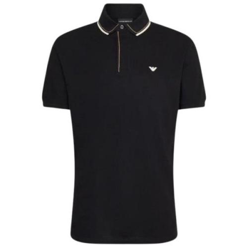 Zwarte Basic Polo Patch Emporio Armani , Black , Heren