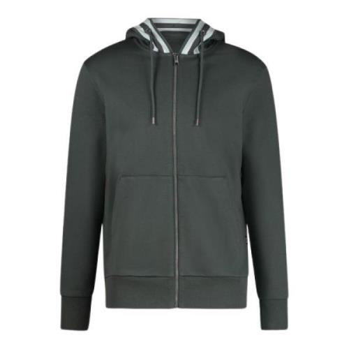 Donkergroene Hoodie met Rits Hugo Boss , Green , Heren