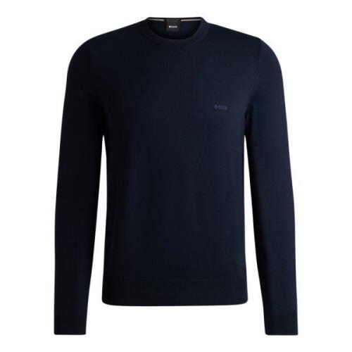 Blauwe Crew Neck Sweater Hugo Boss , Blue , Heren