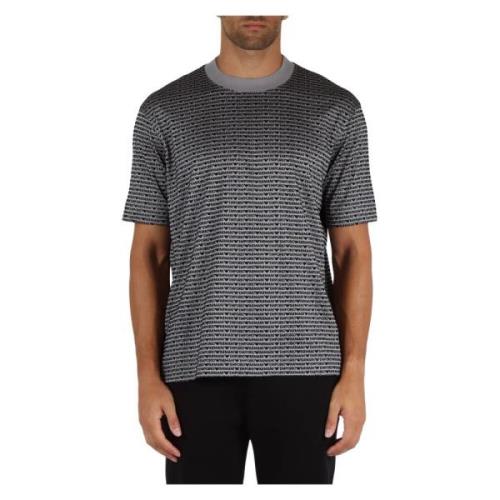 Logo Print Lyocell Katoen T-shirt Emporio Armani , Gray , Heren