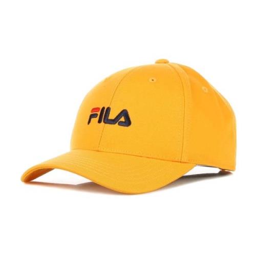 Flame Orange Gebogen Klep Pet met Lineair Logo Fila , Orange , Unisex