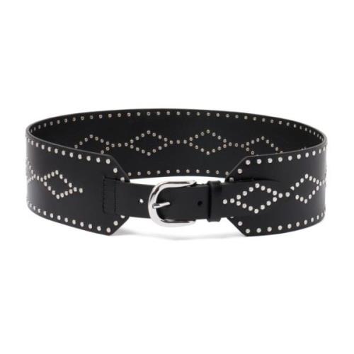 Stud Embellished Leren Riem Isabel Marant , Black , Dames