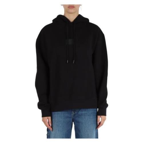 Katoenen hoodie met logolabel Replay , Black , Dames