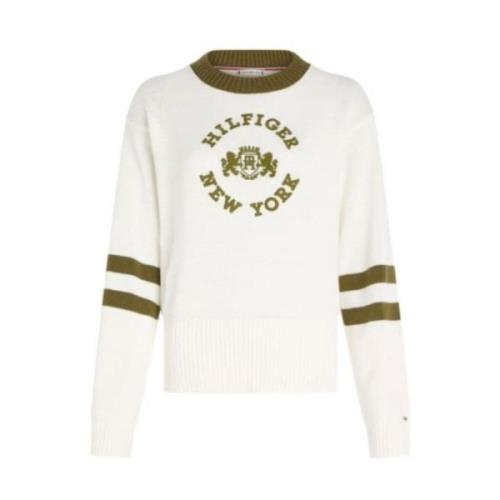 Varsity Roundall V-Neck Sweater Tommy Hilfiger , White , Dames