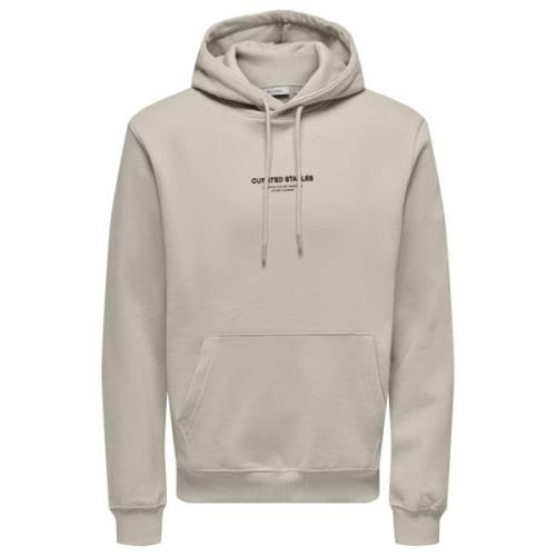 Samengestelde Hoodie Sweat Zilveren Voering Only & Sons , Beige , Here...