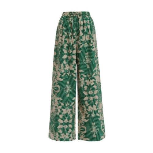 Geometrisch Print Wijde Pijp Broek Essentiel Antwerp , Green , Dames