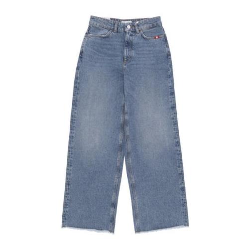 Hoge Taille Wijde Pijp Jeans Amish , Blue , Dames