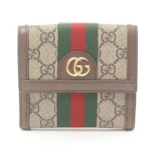 Pre-owned Leather wallets Gucci Vintage , Beige , Dames