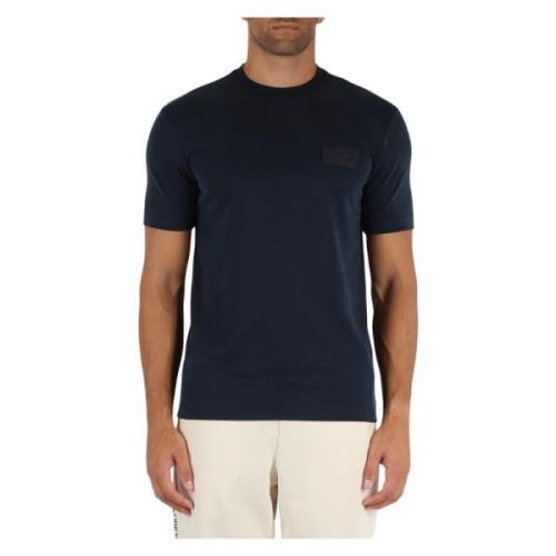 Logo Patch Lyocell T-shirt Emporio Armani EA7 , Blue , Heren