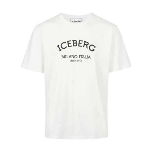 Logo Print Katoenen T-shirt Iceberg , Beige , Heren