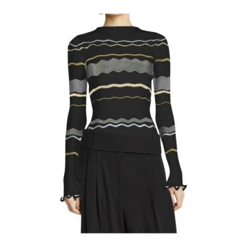 Gestreepte Viscose Gebreide Top Proenza Schouler , Black , Dames