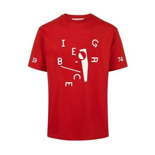 Vitruvian Garfield Print T-shirt Iceberg , Red , Heren