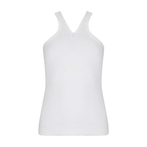 Geribbeld Wit Tank Top met Rits Courrèges , White , Dames