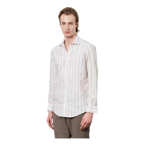 Zachte Kraag Shirt met Geborduurd Crest Massimo Alba , Brown , Heren