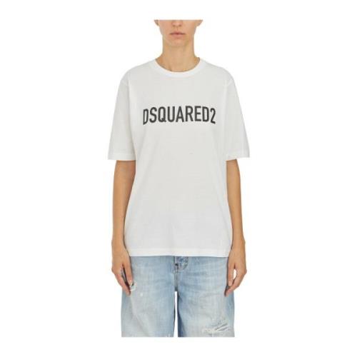 Katoenen Logo T-shirt Dsquared2 , White , Dames