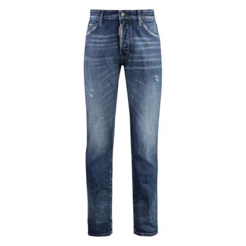 Distressed Slim Fit Jeans Dsquared2 , Blue , Heren