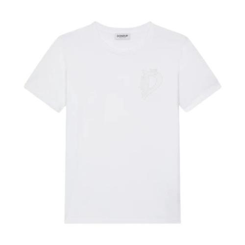 Wit T-shirt met Geborduurd Logo Dondup , White , Dames