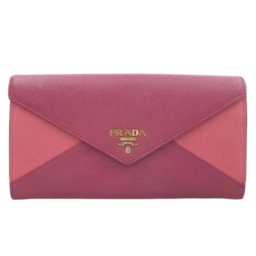 Pre-owned Leather wallets Prada Vintage , Pink , Dames