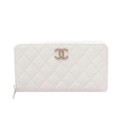 Pre-owned Fabric wallets Chanel Vintage , White , Dames