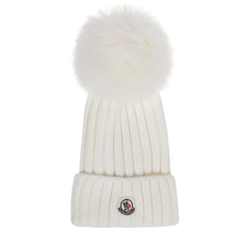 Pompom Beanie Moncler , White , Dames