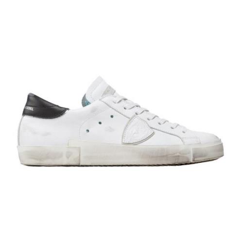 Leren Sneakers met Tonal Logo Patch Philippe Model , White , Heren