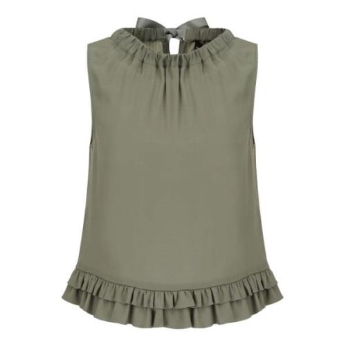 Gerimpelde Cupro Top met Lint Emporio Armani , Green , Dames