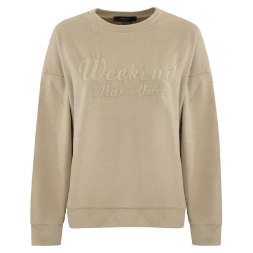 Katoen en wol crewneck sweater Max Mara Weekend , Beige , Dames