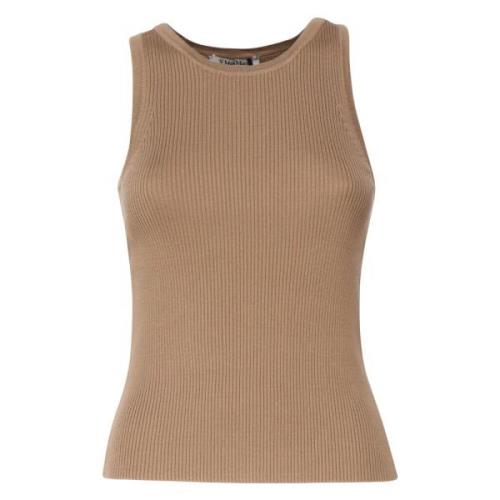 Beige Ribbed Tank Top Sweater Max Mara , Brown , Dames