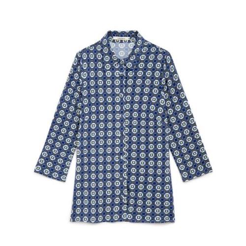 Gedrukte Viscose Jersey Shirt Maliparmi , Blue , Dames