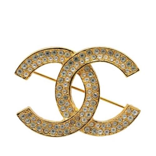 Pre-owned Metal brooches Chanel Vintage , Yellow , Dames