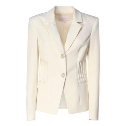 Witte enkellange jas met details op de heupen Genny , White , Dames